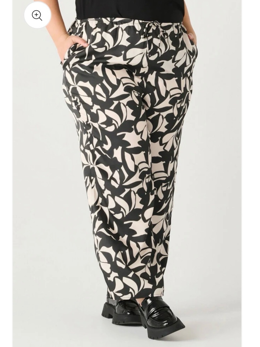 Dex Black and Cream Abstract Drawstring Pants